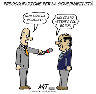 berlusconi, paralisi istituzionale, botox, elezioni, governo, politica, satira, vignetta