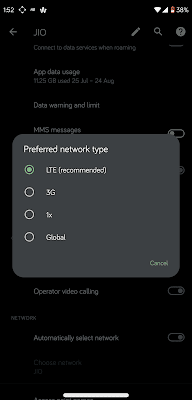 disable or enable LTE option android