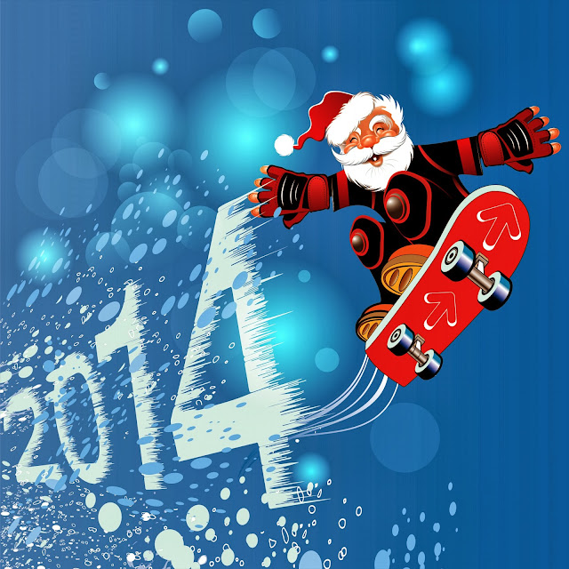 Happy New Year 2014. HD Wallpapers and Images. With Santa