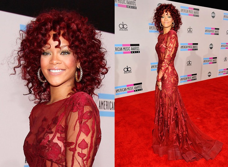 rihanna hair red curly. Rihanna+red+curly+hair+