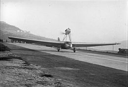 The Savoia-Marchetti S64 on the runway at Montecelio airfield, near Rome