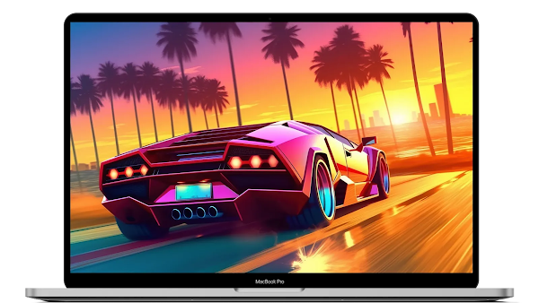 Sports Car Lamborghini Sunset Scenery Digital Art 4K Wallpaper