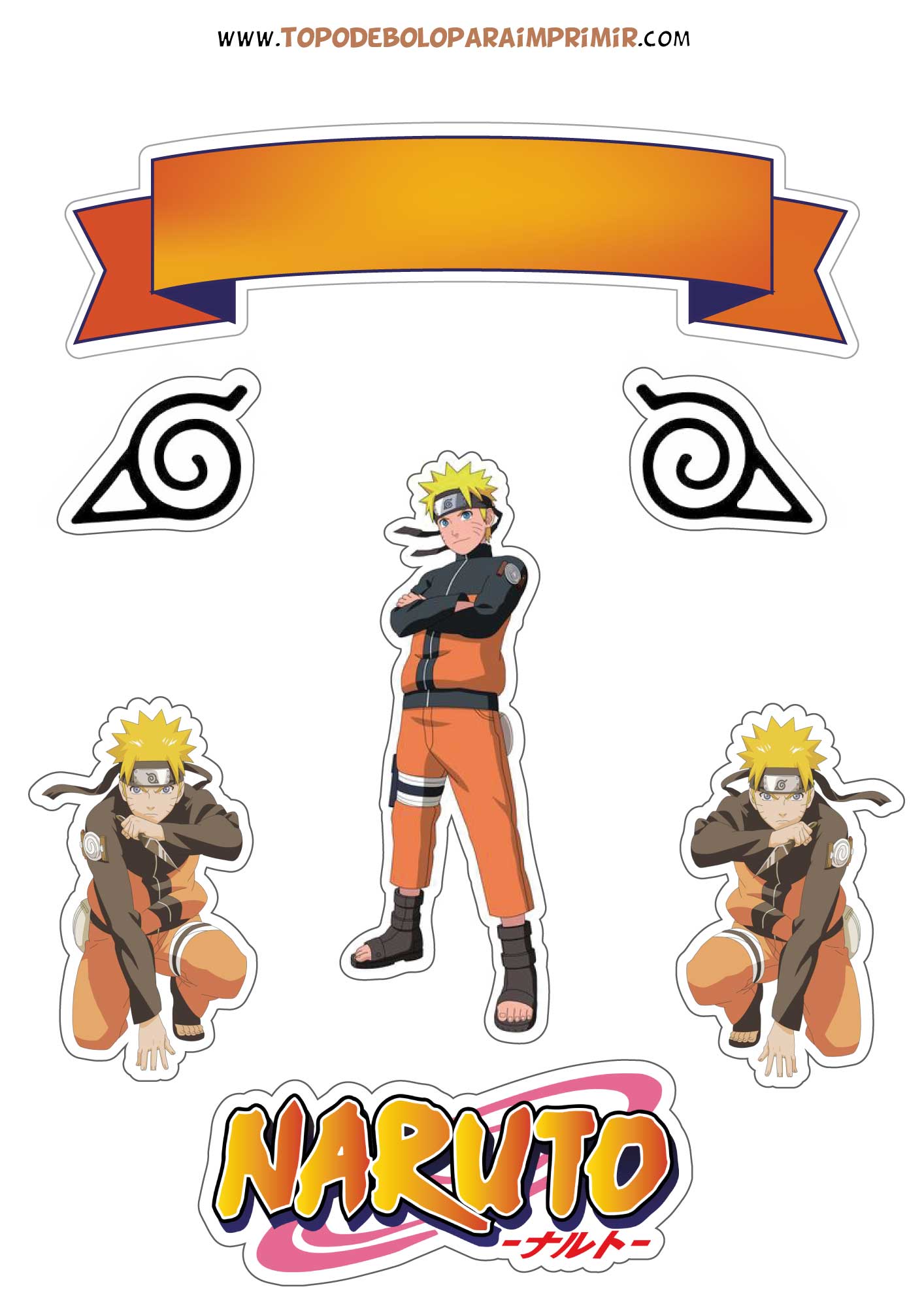 Topo de bolo Naruto topper para bolo personalizado