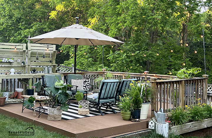 floating deck decorated for summer