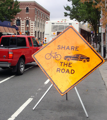 bicycle car share the road sign vehicle