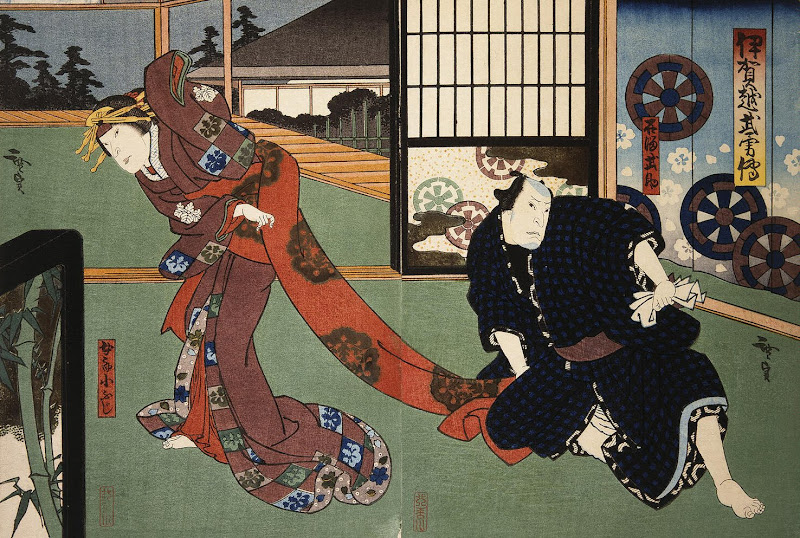 Diptych: The Actors Nakamura Utaemon IV and Nakayama Nanshi III by Gosotei Hirosada - Theatre, History Art Prints from Hermitage Museum