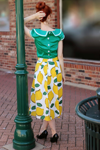 Chic Wish Summer Cool Lemon Print A Line Midi Skirt