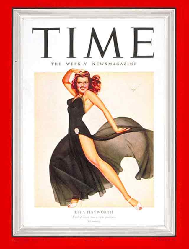 Rita Hayworth on the cover of Time, 10 November 1941 worldwartwo.filminspector.com