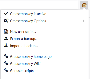 GreaseMonkey clean startup: at least The Monkey is back - but... but...