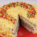 Бутербродный торт с курицей и сыром