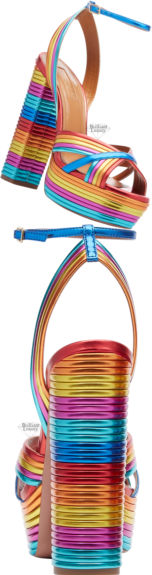 ♦Aquazzura Sundance multicolored open-toe ankle strap platform sandals #aquazzura #shoes #brilliantluxury