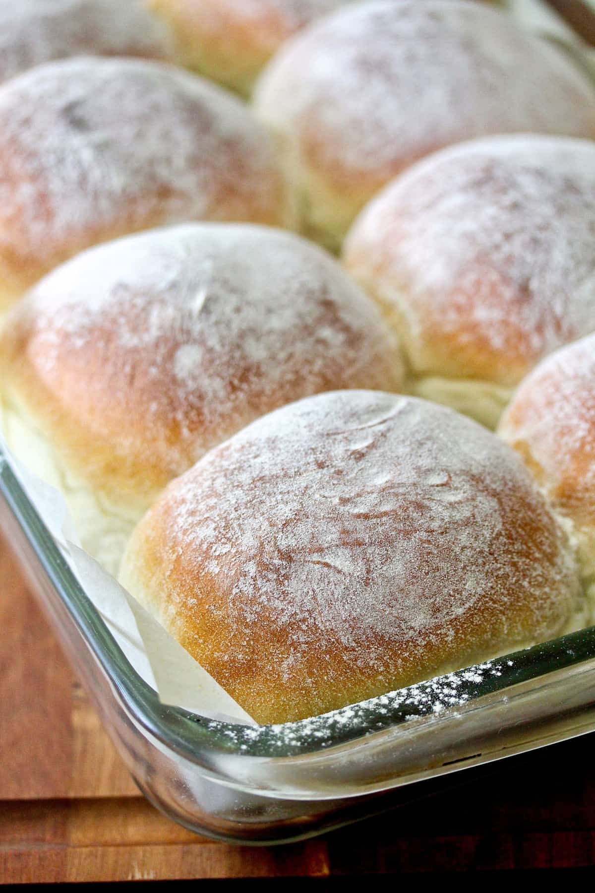 The Waterford Blaa just baked in a glass pan.