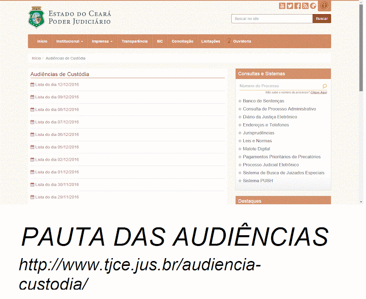 SIO RD 832081/2018 TRIBUNAL DE JUSTIÇA DO ESTADO DO CEARÁ Vara Única de Custódia