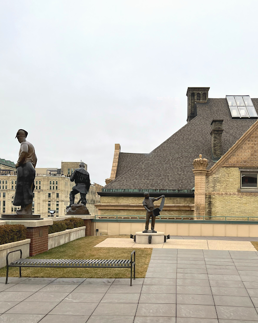 The sculpture garden at Grohmann Museum of Art provides a rooftop oasis showcasing amazing large-scale sculptures.