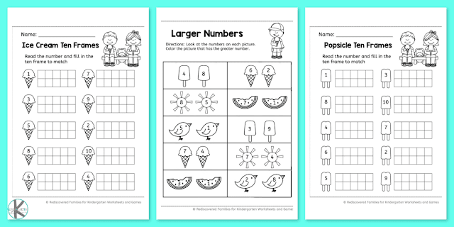 free summer kindergarten math worksheets