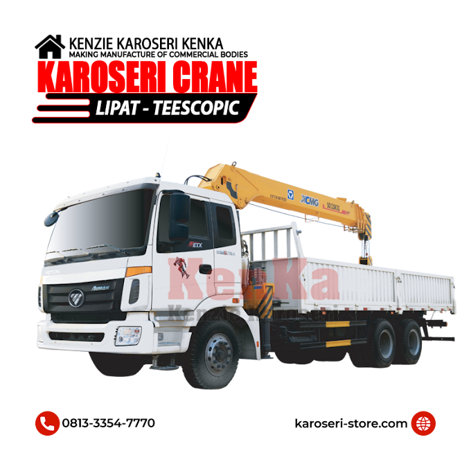 Pembuatan Bak Drop Side 3 Way dan Instalasi Crane Telescopic