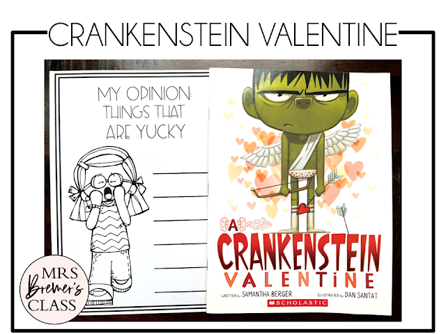 A Crankenstein Valentine book activities unit with read aloud companion printables, reading comprehension worksheets, literacy lesson ideas, and a craft for K-2