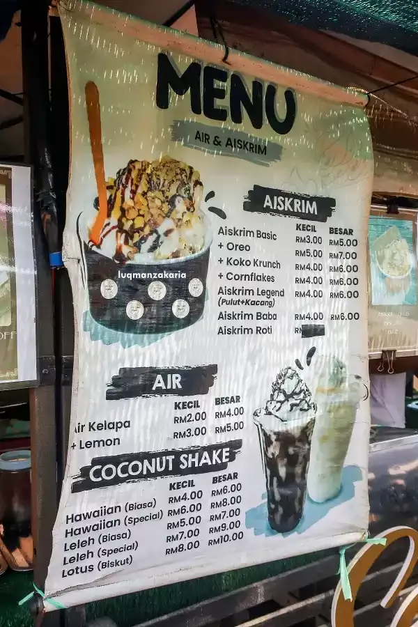 gambar menu dan harga di Sempoi dessert and drink rantau panjang kelantan