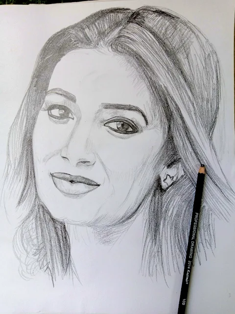 Bhanu Sri Mehra- Pencil portrait done in 15 minutes.