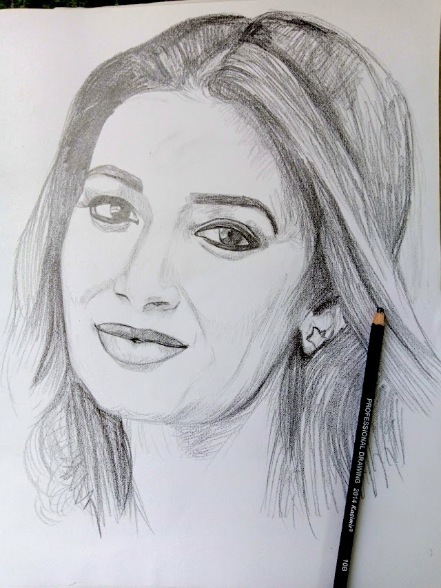Bhanu Sri Mehra - Pencil portrait done in  15 minutes.