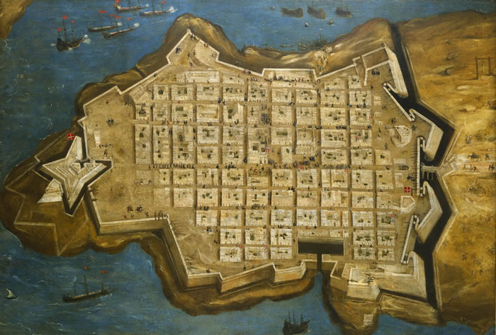 Matteo Perez d' Aleccio. The Siege of Malta Valetta 13 September 1565