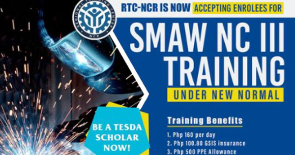 SMAW NC III Free Training Under New Normal with Training Benefits