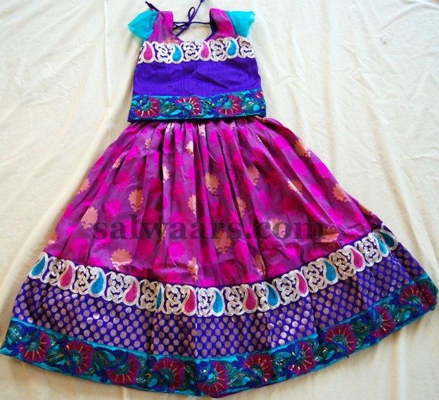 Multiple Borders Kids Lehenga