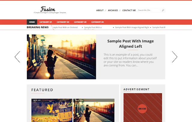 Fusion Responsive Magazine News Blogger Template Theme