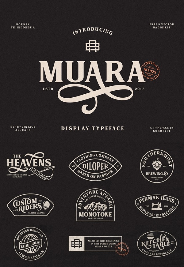 Vintage Font Gratis Terbaik - Muara Free Vintage Font