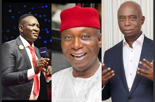 Prophet Jeremiah Omoto Fufeyin congratulates Senator Ned Nwoko on winning Delta North Senatorial District with a surprise visit