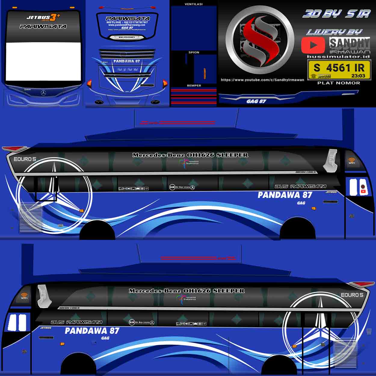 livery bus pandawa 87 shd jernih