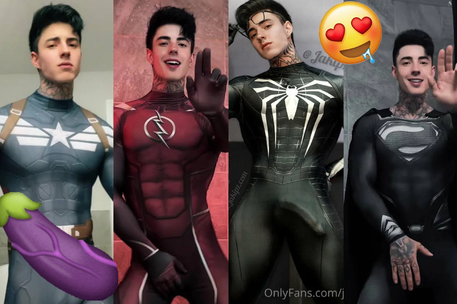 Jakipz todo safadinho nós trajes do Capitão América,The flash, Spiderman e Superman Quais desses super-heróis e o seu preferido!?