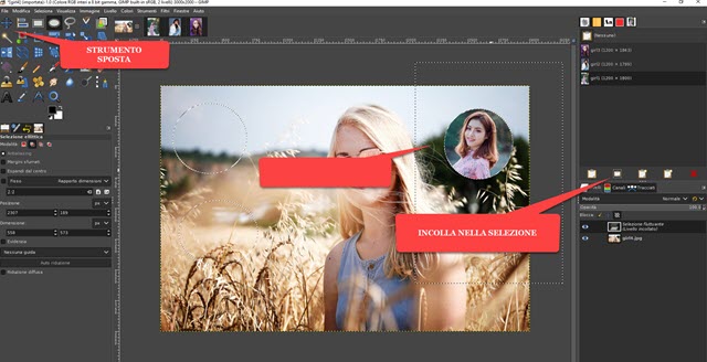 incollare foto nelle selezioni di gimp