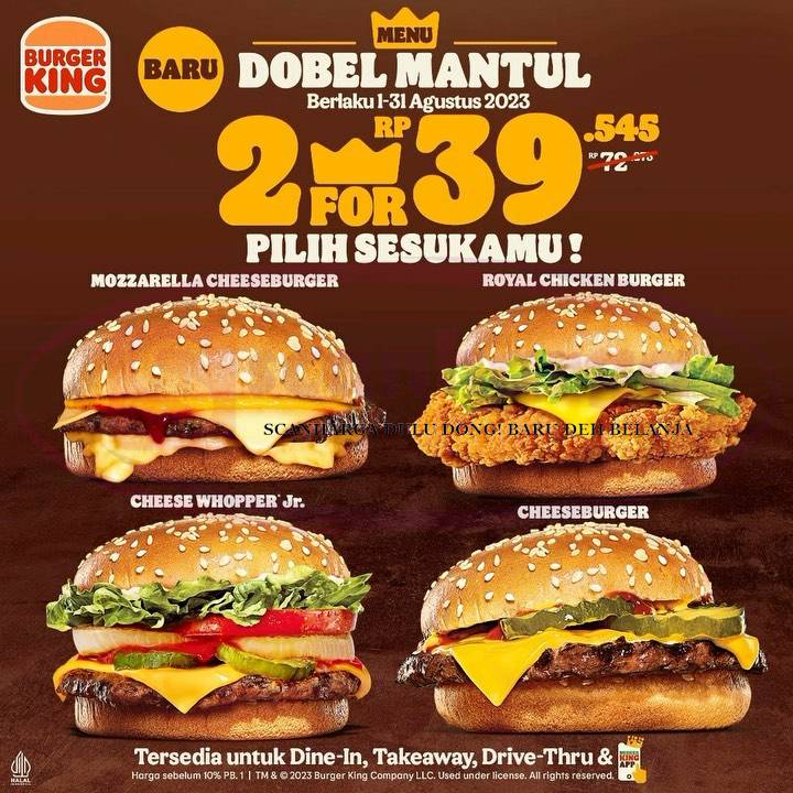 Promo BURGER KING DOUBLE MANTUL! 2 For Rp 39.545