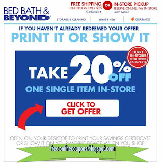 Free Printable Bed Bath and Beyond Coupons