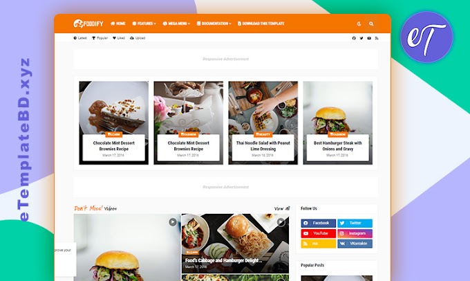 Foodify Premium Blogger Template for Food Blog