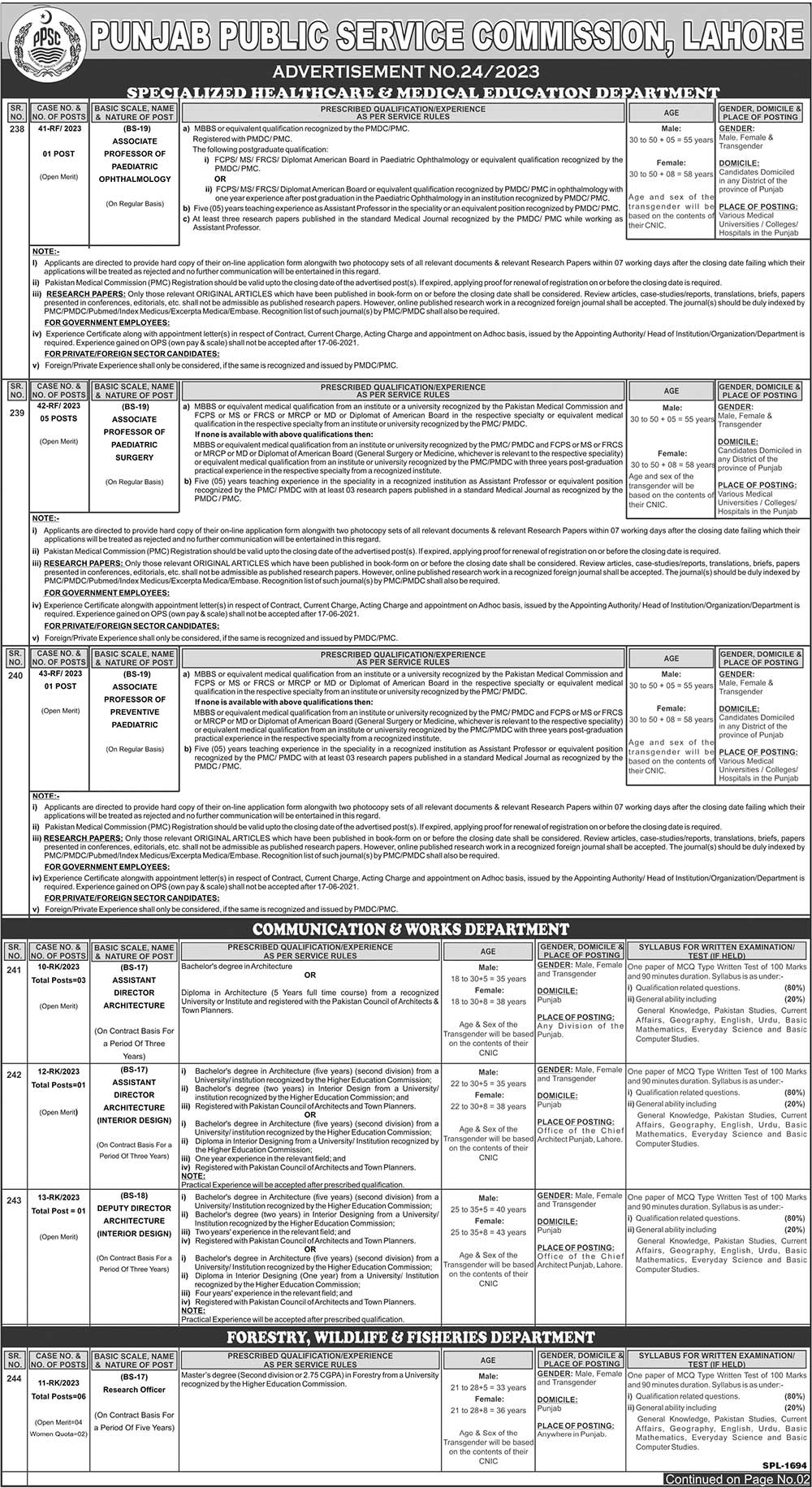 Punjab Public Service Commission PPSC Jobs 2023 Latest Advertisement