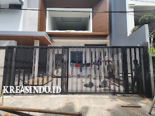 Pintu Pagar Besi Double Sliding pesanan Bu Cristina di Sunter Jakarta Utara