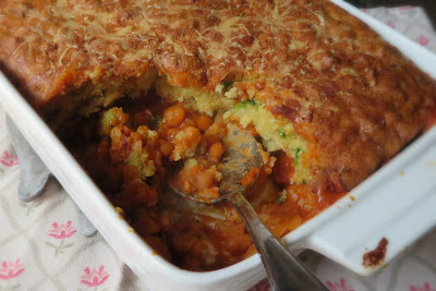 Beans & Weiners Under Cornbread