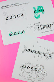Word doodle challenge- fun art activity printable for the whole family