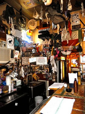 Unusual Ceiling Decor at the Cowboy Bar