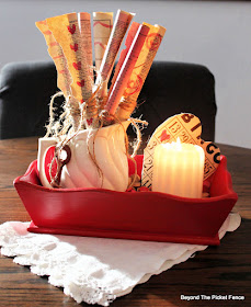 DIY centerpiece for Valentine's Day made from thrift store finds