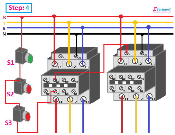 contactor interlocking circuit making procedure step 4