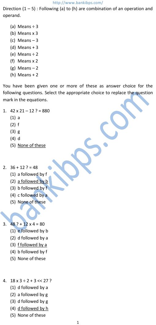 bank exam aptitude question and answer