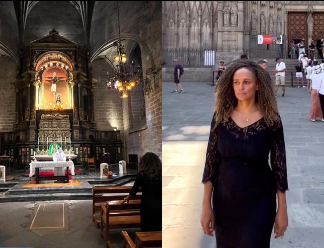 Vestida de preto, Isabel dos Santos visita igreja e partilha com seguidores