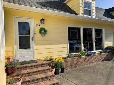 daffodils in pots by the front door