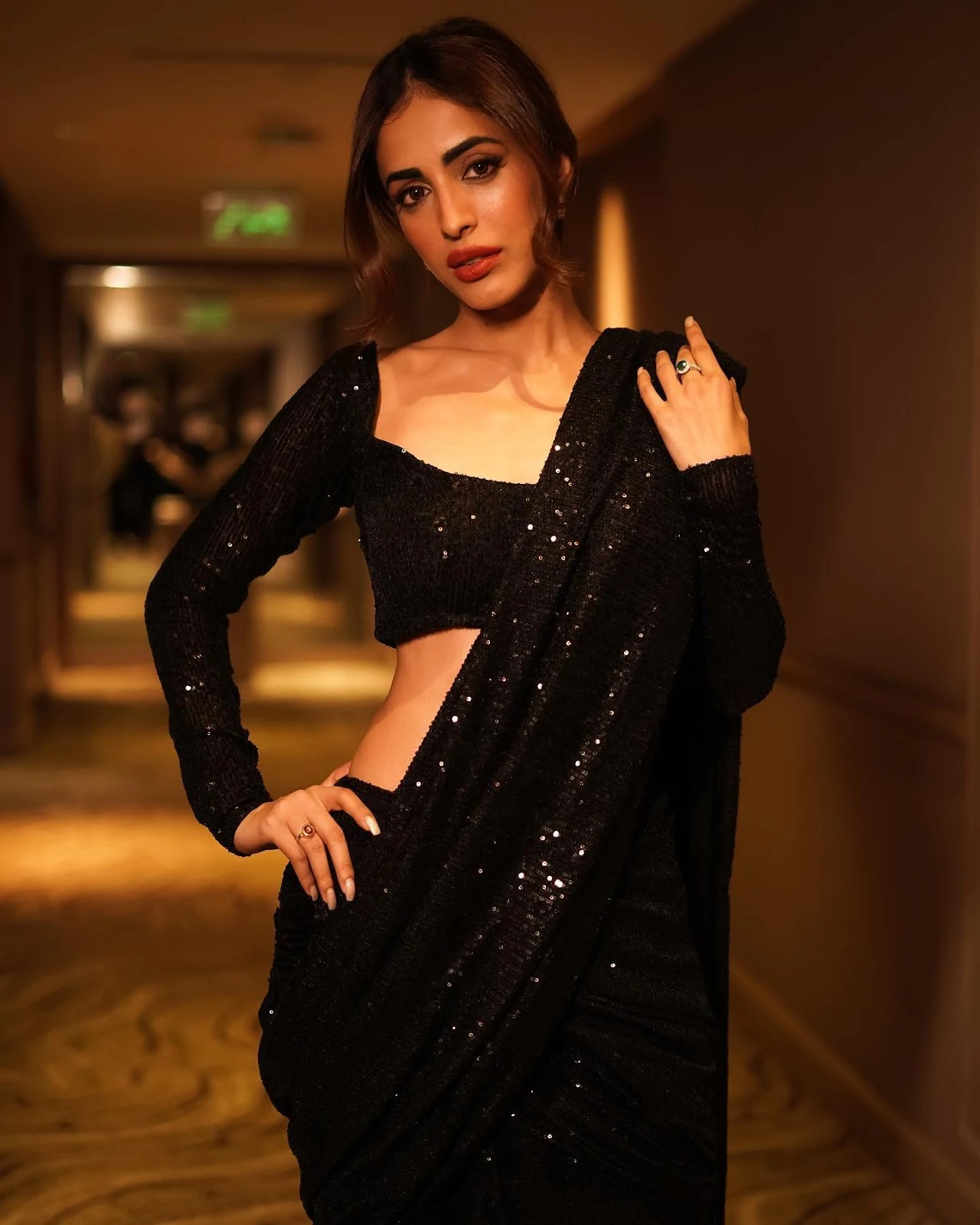 priya banerjee black saree rana naidu actress