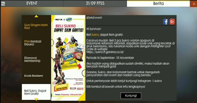 Cara Redeem Kode Sukro FF Garena Free Fire