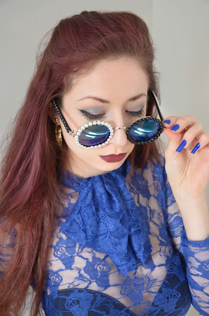 DIY craft pimped up pearl sunglasses tutorial black white sewing blog