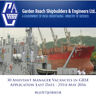  Assistant manager vacancies in grse